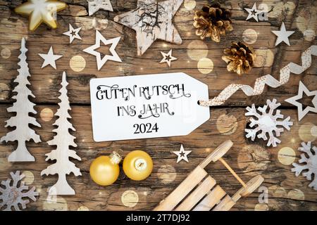 Texto Guten Rutsch 2024 Significa Feliz 2024 Decoraci N De Invierno   Fondo De Madera Rustico De La Navidad Del Bokeh Decoracion Del Invierno Con La Etiqueta Con El Texto Aleman Guten Rutsch Ins Jahr 2024 Que Significa Feliz Ano Nuevo 2024 En 2t7dj92 