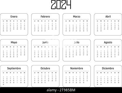 Calendario 2024 español Imágenes de stock en blanco y negro - Alamy