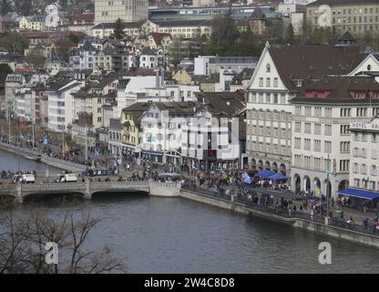 Stadtansicht, Limmatquai, Limmat, Niederdorf, Zürich, Schweiz Foto de stock