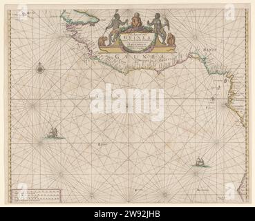 Sea Card de la costa de Gambia y una parte de la costa de Senegal, Guinea y  Sierra Leona; Pas Caarte de Río Gambia de C. Verde a Río de Serraliones.  Seacake