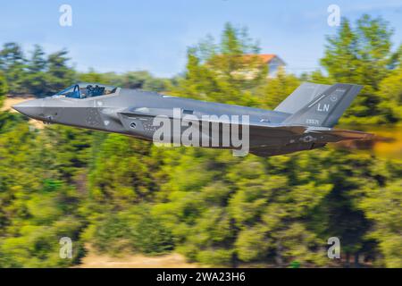 Estados Unidos - La Fuerza Aérea de los Estados Unidos Lockheed Martin F-35A Lightning II en Tanagra Air-Show Foto de stock