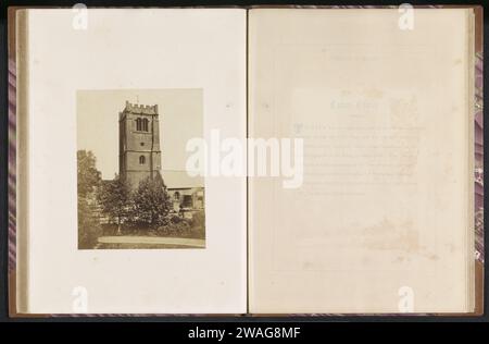 Gezicht op de St Andrew's Church in Tarvin, William Bryans, c. 1850 - En o antes de 1858 la fotografía necesita soporte fotográfico de la iglesia de impresión de albúmina (exterior). Partes del exterior de la iglesia y anexos: Necesidad de torre Foto de stock