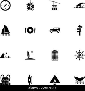 Icono de vacaciones - Expandir a cualquier tamaño - Cambiar a cualquier color. El vector plano perfecto contiene iconos tales como barco, vela, surf, yate, windsurf, brújula Ilustración del Vector
