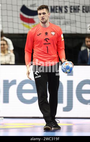 Mateusz Kornecki durante el partido de Balonmano masculino EHF Euro