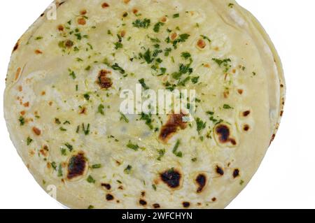 Pan indio naan horneado dentro de un horno tandoor de arcilla muy caliente, delicioso, suave, hinchado, aireado, con las hermosas manchas marrones doradas en la superficie, India Foto de stock