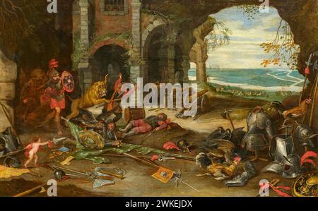 Descripción alegórica de la lucha en Europa. Museo: COLECCIÓN PRIVADA. Autor: Brueghel, Jan, The Younger. Foto de stock
