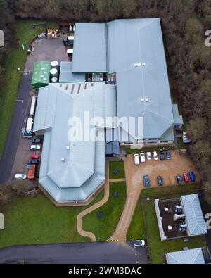 A GV (vista general) La planta de agua de manantial de Harrogate en Valley Gardens, Harrogate, Reino Unido desde arriba. Imagen tomada el 5 de enero de 2024. © Belinda Foto de stock