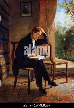 John Keats (1795-1821), poeta romántico inglés, pintura de retratos al óleo sobre lienzo de Joseph Severn, 1821-1823 Foto de stock
