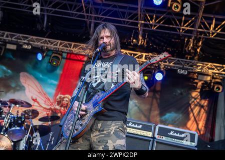 17 de julio de 2022: Gary Holt - Exodus toca un concierto en el festival Luppolo in Rock en Italia Foto de stock