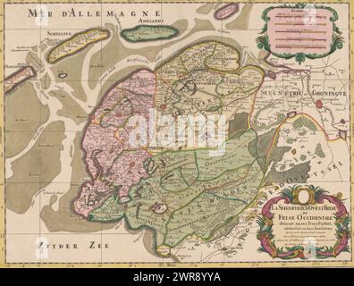 Mapa de Overijssel (parte superior derecha), Gerard Coeck, 1743 ...