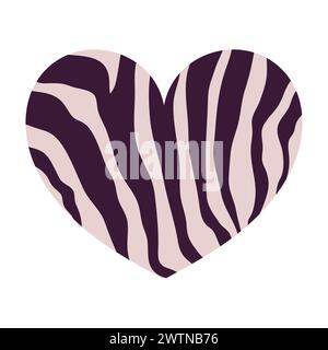 Corazón con textura de impresión de cebra. Corazón con patrón animal. Decoración del corazón. Ilustración vectorial Ilustración del Vector