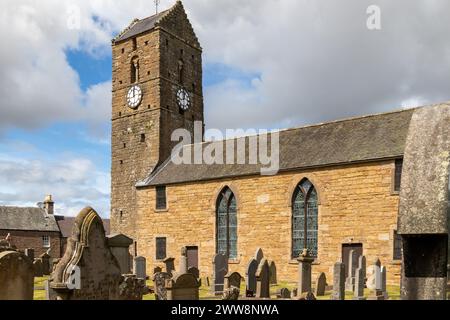 St Serfs Torre del reloj medieval, Dunning Perthshire Foto de stock