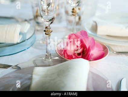 Establecer y decoradas mesa, cerca
