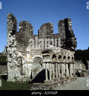 "Arquitectura, iglesias y conventos, Irlanda, Mellifont Abbey, Vista exterior, vista en forma octogonal 'lavabo', circa 1200, histori Foto de stock