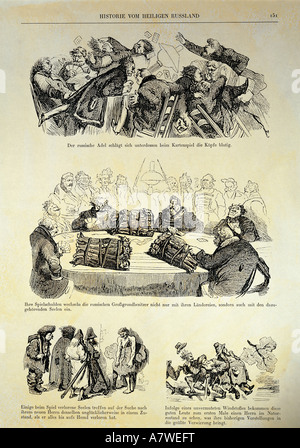 Bellas artes, Gustave Doré, (1832 - 1883), "la historia de la Santa Rusia", edición en alemán, 1854, página 151, los siervos de la gleba, colección privada, , Artist's Copyright no ha de ser borrado Foto de stock