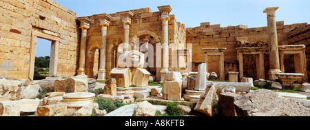 El Foro Severan en Leptis Magna, en Libia. Foto de stock