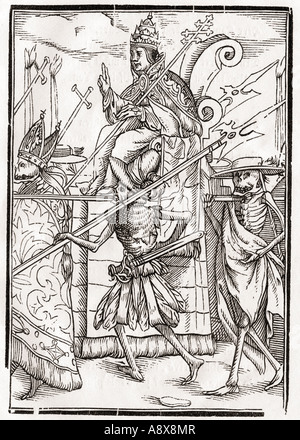 La muerte viene para el Papa. De der Todten Tanz o la Danza de la muerte, publicado Basilea, 1843. Foto de stock