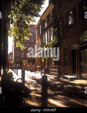 Período federal casas Elfreth's Alley distrito histórico de Filadelfia Pensilvania EE.UU. Foto de stock
