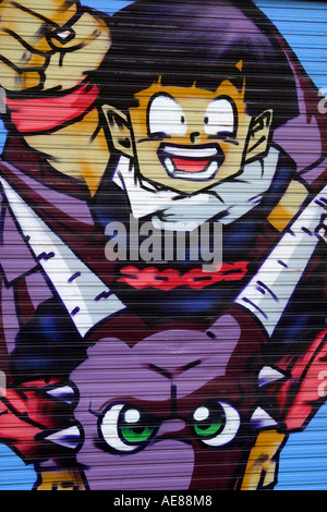  Los personajes de dibujos animados de Graffiti en una pared, en Lille, Francia Fotografía de stock