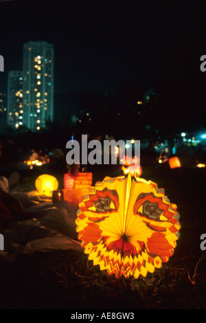 Linternas chinas en el parque Victoria de Hong Kong Causeway Bay festival mooncake Foto de stock