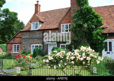 Período flint cottage, Hambleden, Buckinghamshire, Inglaterra, Reino Unido Foto de stock