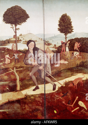 "Bellas Artes, Hieronymus Bosch (circa 1450 - 1515), pintura, 'la' haywain, alas exteriores, 'el caminante', 1500 - 1502, en aceite