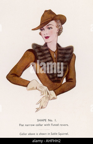Cuello de piel de 1938 Foto de stock