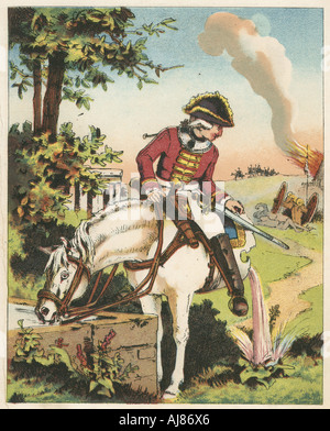 Escena de las aventuras del barón Munchausen por Rudolph Erich Raspe, c1850. Artista: Anon Foto de stock