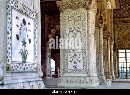 Agra Fort Complejo Royal Apartments Divan Estoy detalles interiores Foto de stock