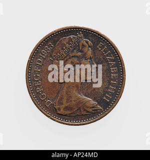 Moneda de un centavo - consulte la imagen no. AP24MF para el reverso de la moneda, la moneda británica GBP Libra esterlina dinero Foto de stock