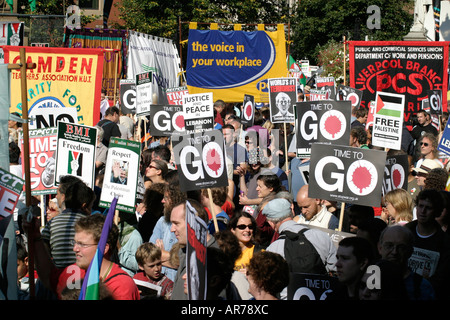 Anti guerra de Irak demo en Manchester, RU Foto de stock