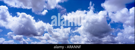 Las nubes cúmulos flotando en el cielo azul profundo de Miami, Florida