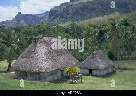 Casas tradicionales, los bures, en la última aldea de estilo antiguo, Navala, VITI LEVU ISLAND, Fiji, Islas del Pacífico Sur, Pacífico Foto de stock