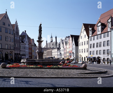 Landsberg/Lech, Hauptplatz mit Marienbrunnen, Stadtbild Foto de stock