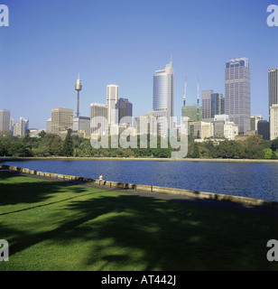 Geografía / viajes, Australia, Nueva Gales del Sur, Sídney, vista desde jardín botánico, centro, horizonte, rascacielos, , Foto de stock