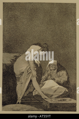 Bellas artes, Goya y Lucientes, Francisco de (1746 - 1828), gráfica, grabado, 'bien tirada this", de la serie 'Los Caprichos' (Los caprichos), 1796 / 1797, 18,6 cm x 12,5 cm, colección privada, los derechos de autor del artista no ha de ser borrado
