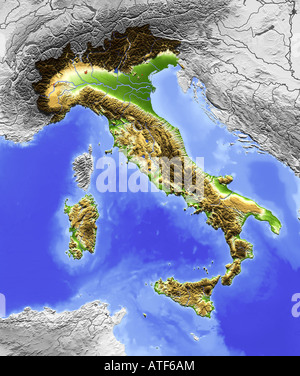 Mapa en relieve de Italia Foto de stock