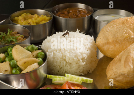 Close-up de surtido de comida de la India Foto de stock