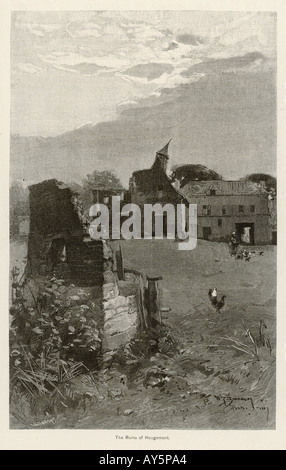 Ruinas de Hougomont 1815 Foto de stock