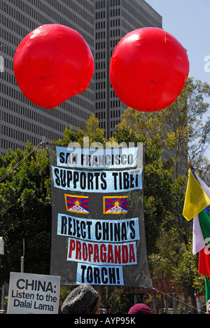 "Antorcha Olímpica de recepción, '^protesta anti-China', 'San Francisco', ^9 de abril de 2008" Foto de stock