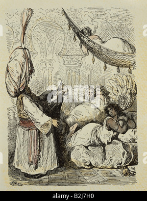 Bellas artes, Gustave Doré (1832 - 1883), ilustración, de colores, de 'Die wunderbaren Reisen des Copyright del artista no ha de ser borrado Foto de stock