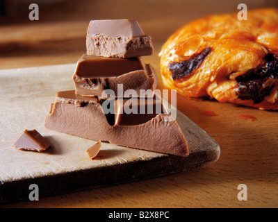 Toda la mantequilla croissants de chocolate - chocolate pain au Foto de stock