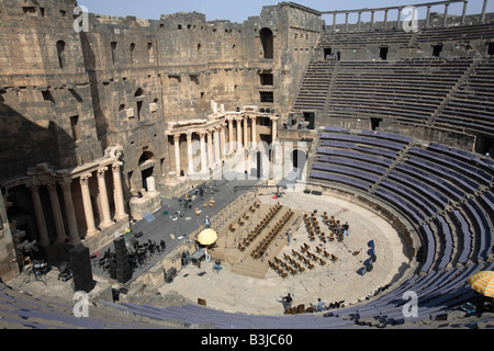 El antiguo teatro romano de Bosra, Siria Foto de stock
