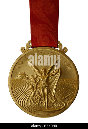 Medalla de oro olímpica, cerca de una medalla de oro olímpica 2008 Foto de stock