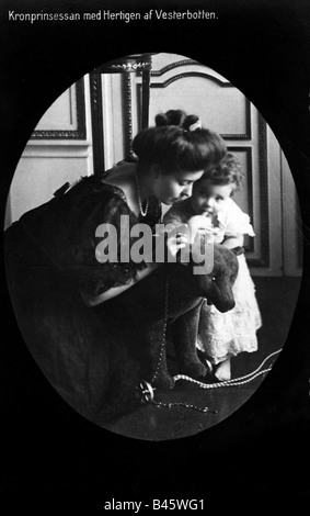 Margaret, 15.1.1882 - 1.5.1920, Princesa de la Corona de Suecia 15.6.1905 - 1.5.1920, con su hijo Gustaf, foto postal, circa 1910, Margaret de Connaught, Saxe-Coburg-Gotha, Margaretha, Bernadotte, Saxe Coburg Gotha, niño, siglo 20, , Foto de stock