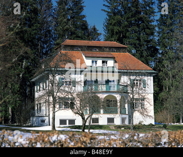 Mann, Thomas, 6.6.1875 - 12.8.1955, autor / escritor alemán, premio Nobel de Literatura 1929, su casa en Bad Tölz, vista exterior, arquitecto: Gabriel von Seidl, , Foto de stock