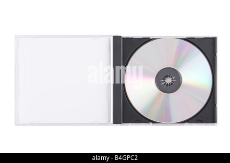 DVD caso aislado en un fondo blanco. Foto de stock