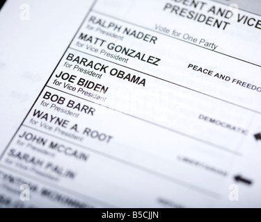 Votación presidencial norteamericana de 2008 Foto de stock