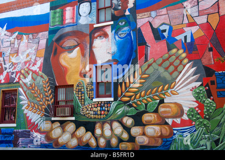 Houston East End del barrio hispano MECA mural (ver descripción) Foto de stock