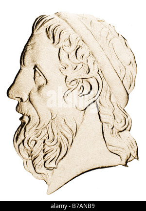 Retrato de perfil de Homer, de 50 dracmas griegas de 2000 Foto de stock